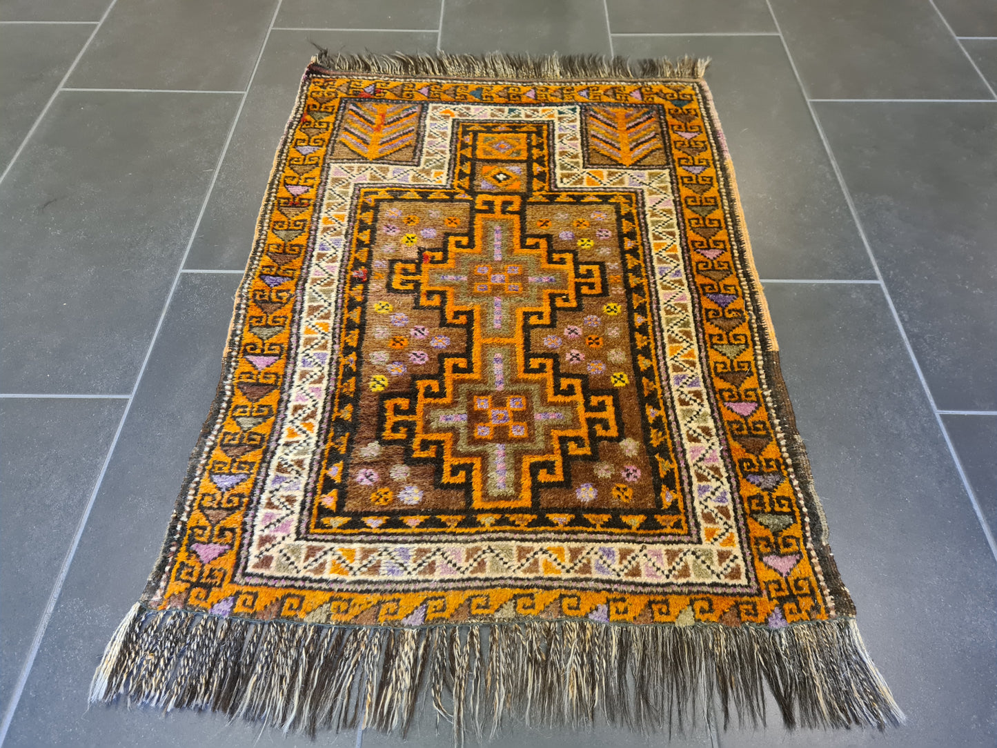 Antiker Handgeknüpfter Orientteppich – Feinster Gebetsteppich Belutsch 91x68cm