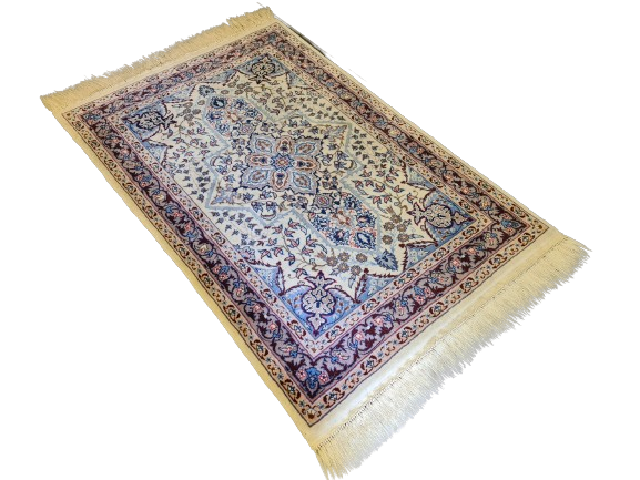 Wertvoller Handgeknüpfter Isfahan Seidenteppich Orientalische Kunst 108x71cm