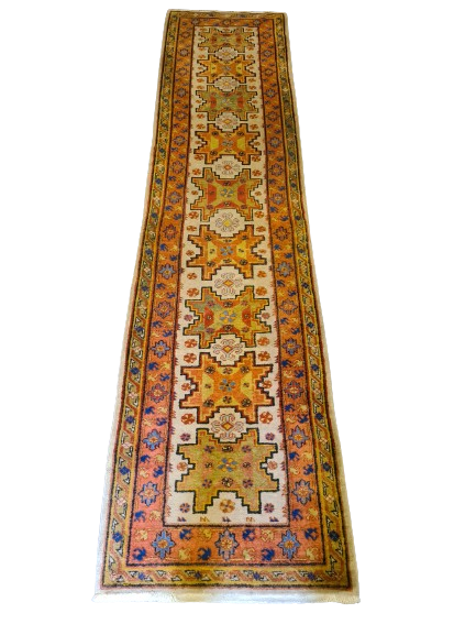 Antiker Handgeknüpfter Kasak Orientteppich Läufer aus China 304x73cm