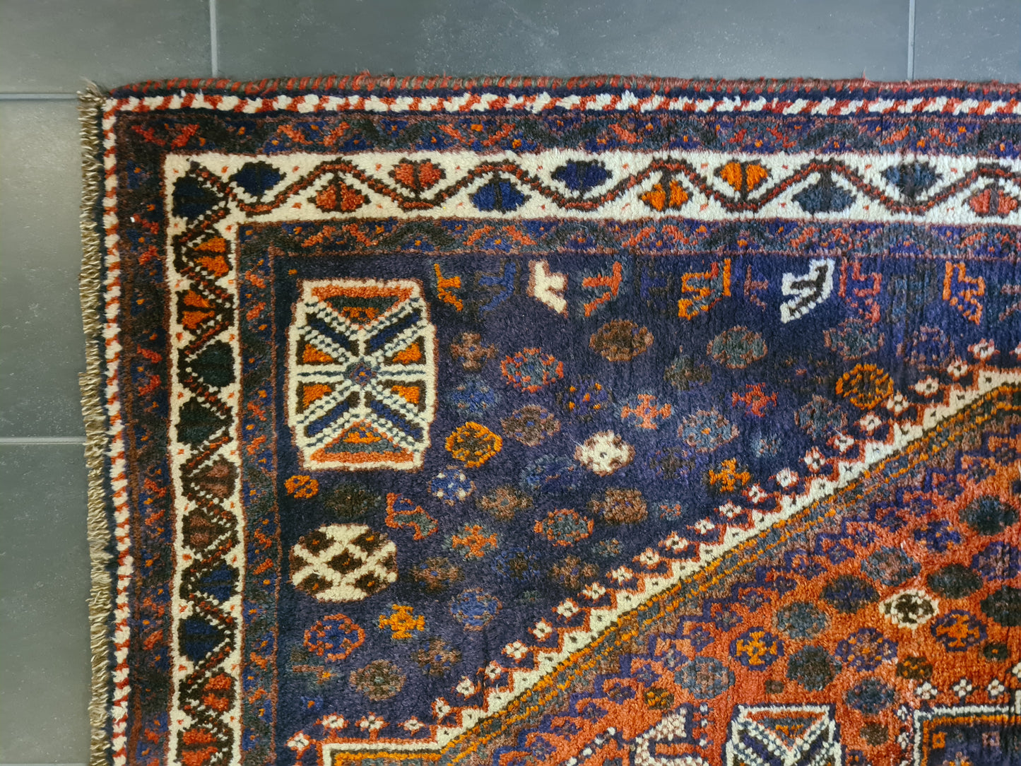 Antiker Handgeknüpfter Perser Teppich Gashgai Sammlerstück 187x125cm