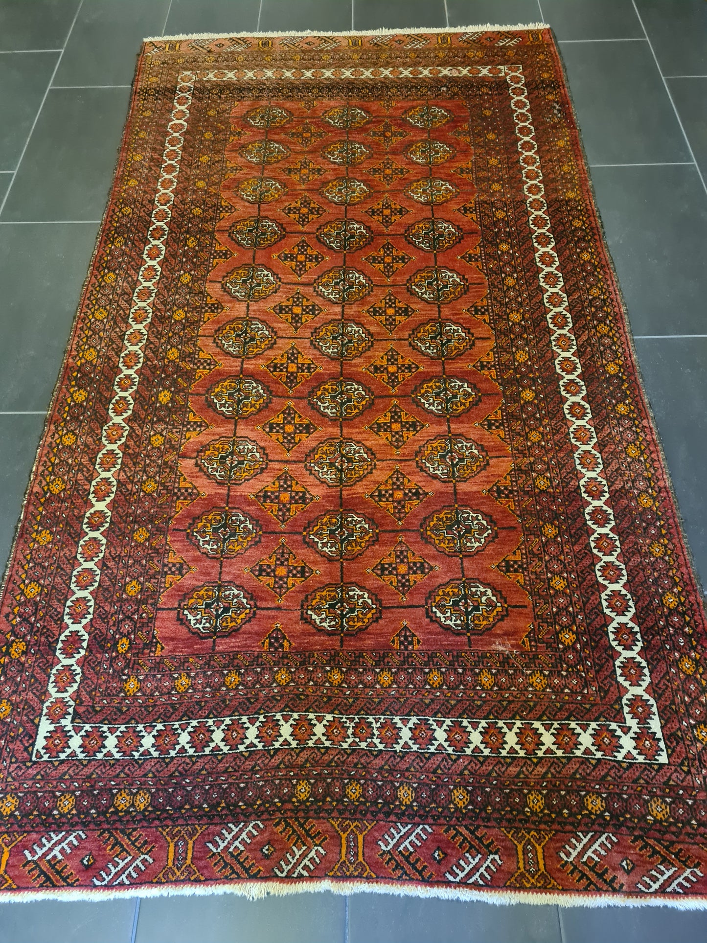 Antiker Feiner Turkman Jomut Perserteppich Handgeknüpftes Sammlerstück 232x126cm