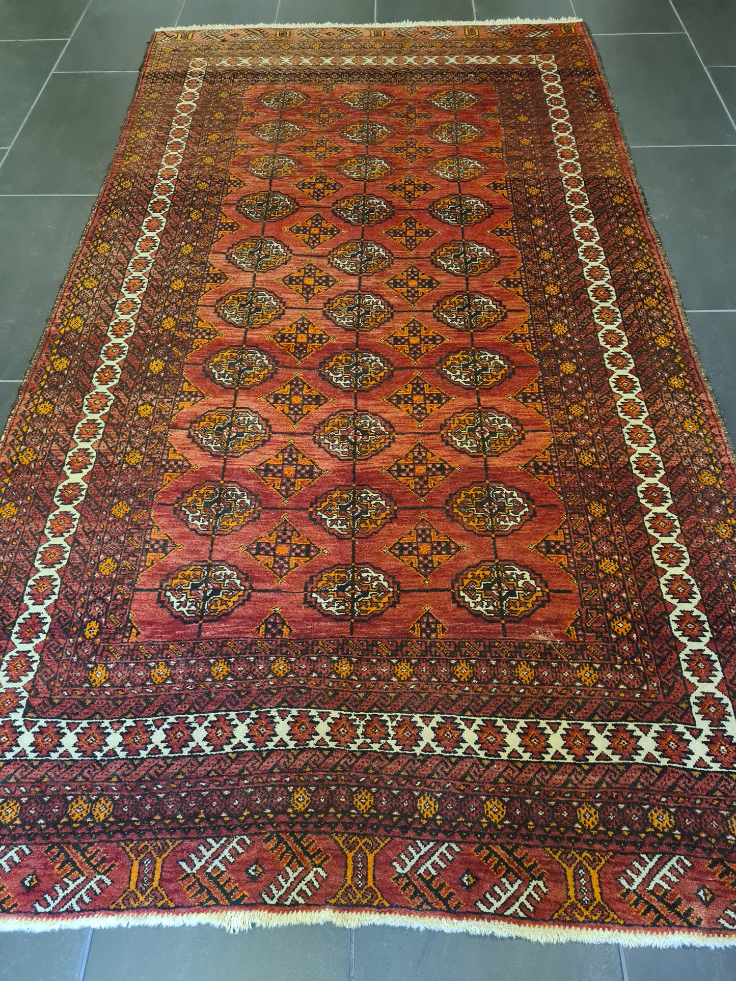 Antiker Feiner Turkman Jomut Perserteppich Handgeknüpftes Sammlerstück 232x126cm