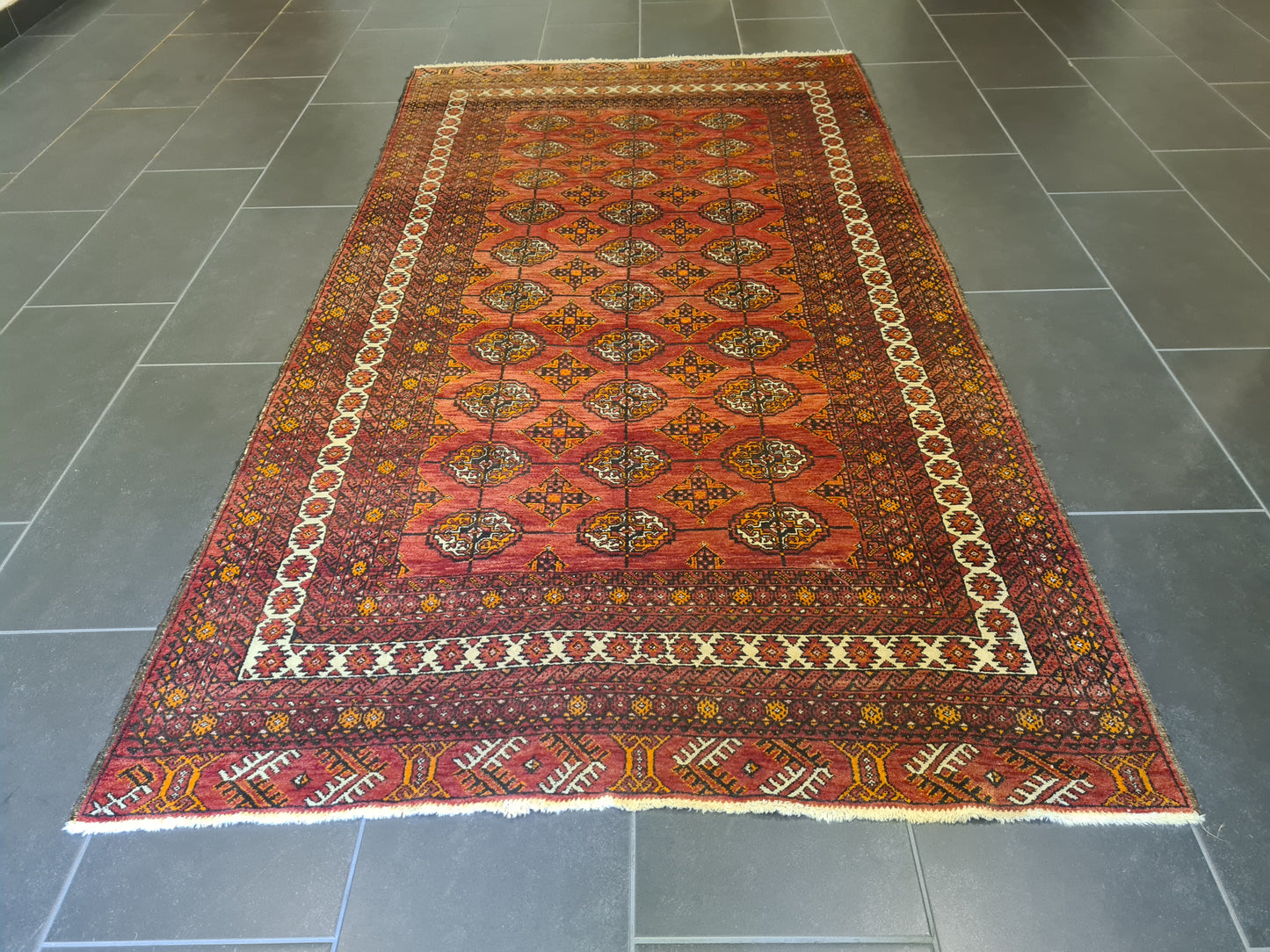 Antiker Feiner Turkman Jomut Perserteppich Handgeknüpftes Sammlerstück 232x126cm