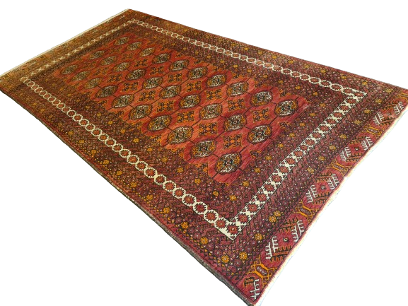 Antiker Feiner Turkman Jomut Perserteppich Handgeknüpftes Sammlerstück 232x126cm