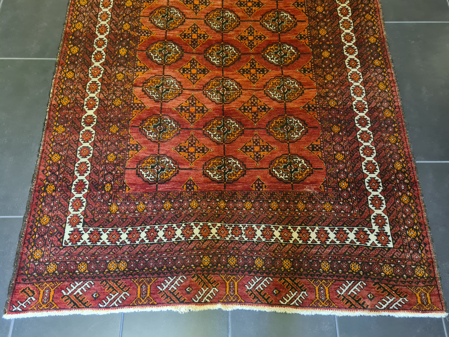 Antiker Feiner Turkman Jomut Perserteppich Handgeknüpftes Sammlerstück 232x126cm