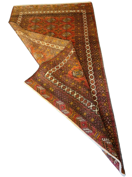 Antiker Feiner Turkman Jomut Perserteppich Handgeknüpftes Sammlerstück 232x126cm