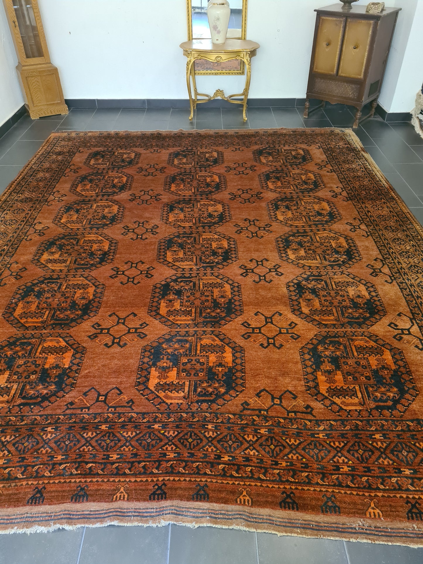 Wertvoller Antiker Königlicher Palast-Teppich Handgeknüpfter Art Deco Orientteppich Afghan 405x320cm