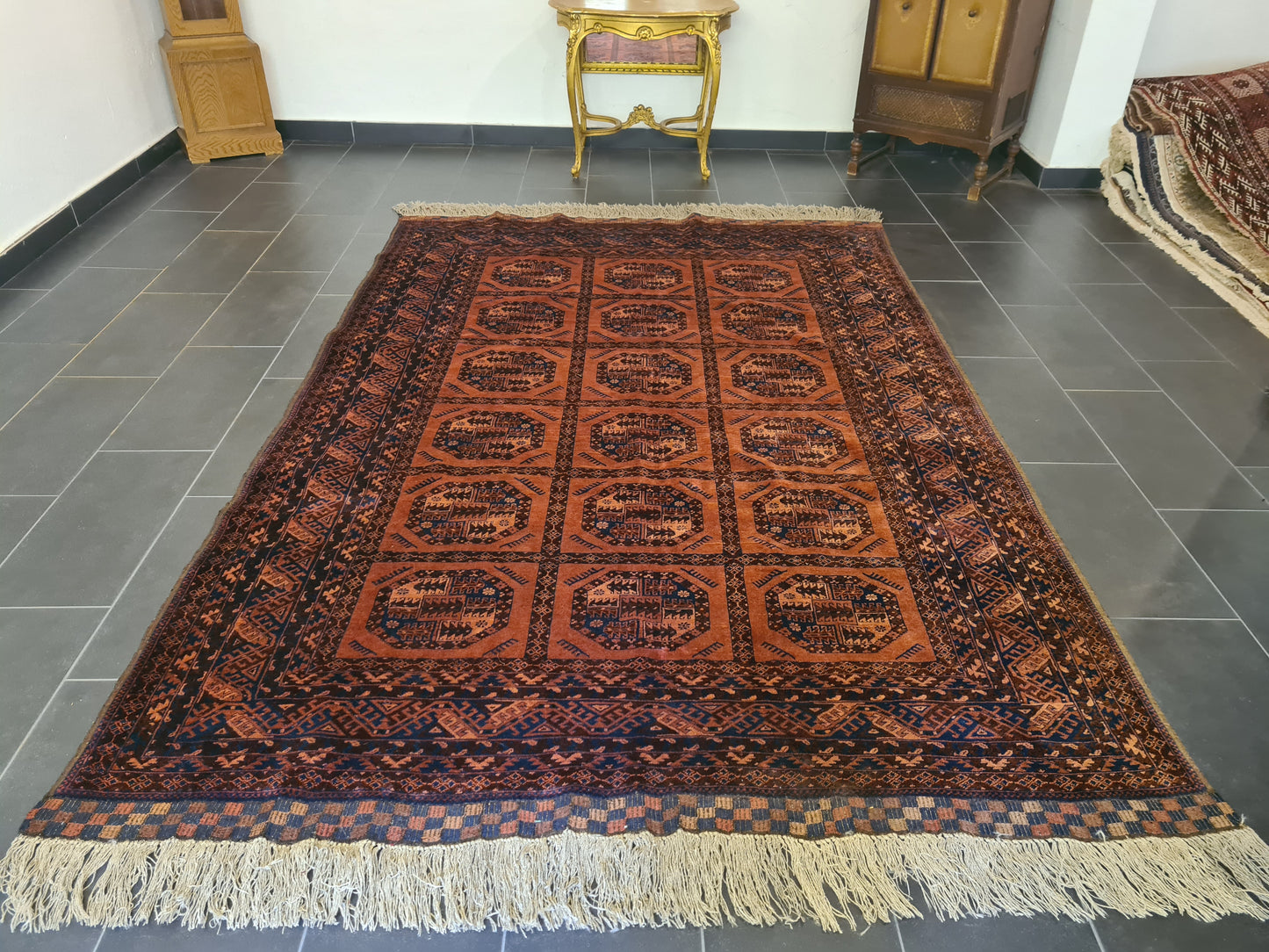 Antiker Königlicher Palastteppich Handgeknüpfter Art Deco Orientteppich Afghan 305x205cm