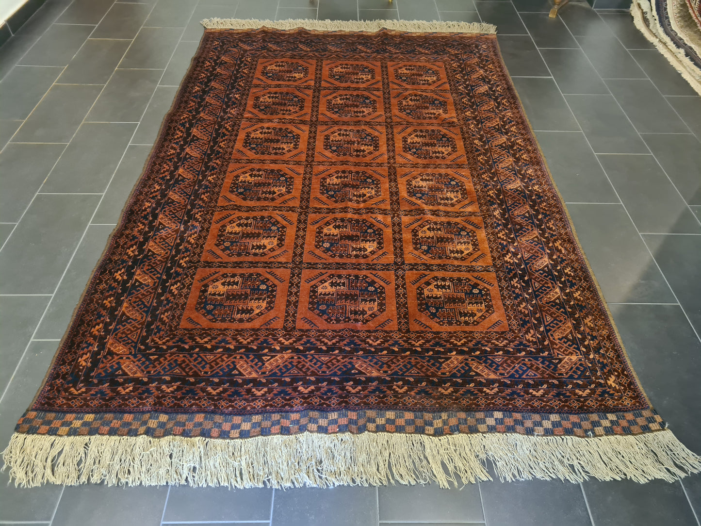 Antiker Königlicher Palastteppich Handgeknüpfter Art Deco Orientteppich Afghan 305x205cm