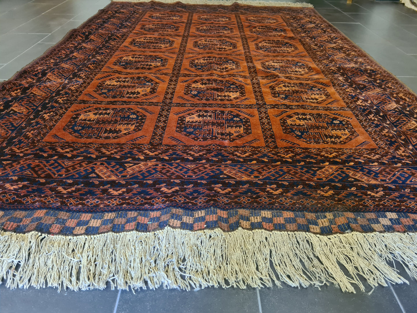 Antiker Königlicher Palastteppich Handgeknüpfter Art Deco Orientteppich Afghan 305x205cm