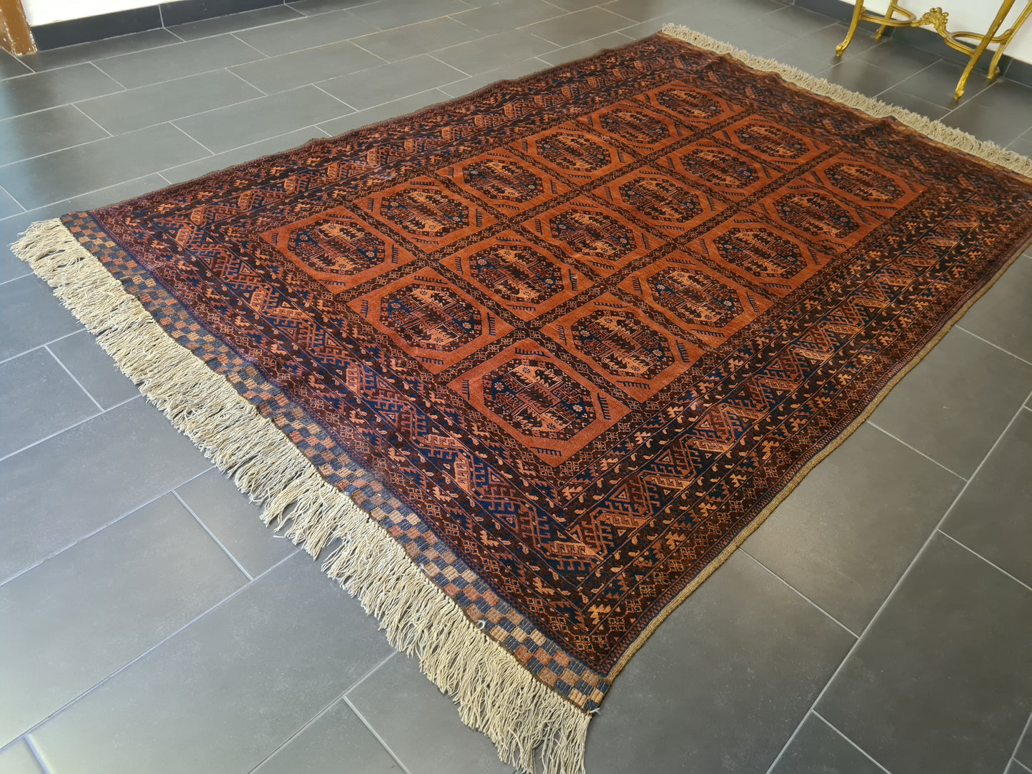 Antiker Königlicher Palastteppich Handgeknüpfter Art Deco Orientteppich Afghan 305x205cm