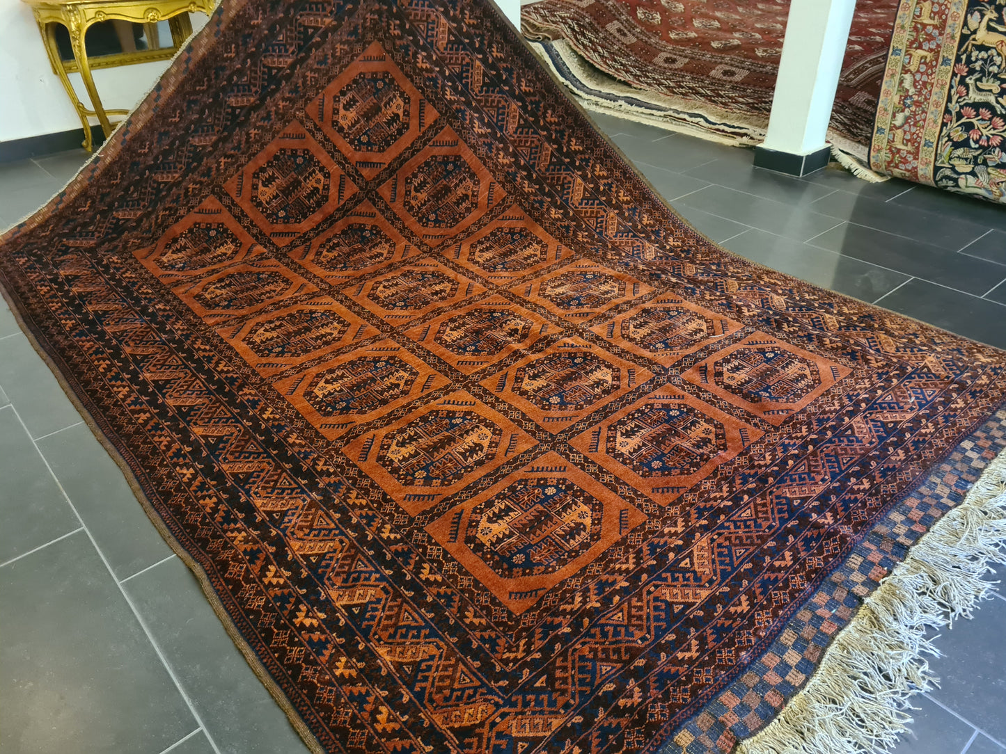 Antiker Königlicher Palastteppich Handgeknüpfter Art Deco Orientteppich Afghan 305x205cm