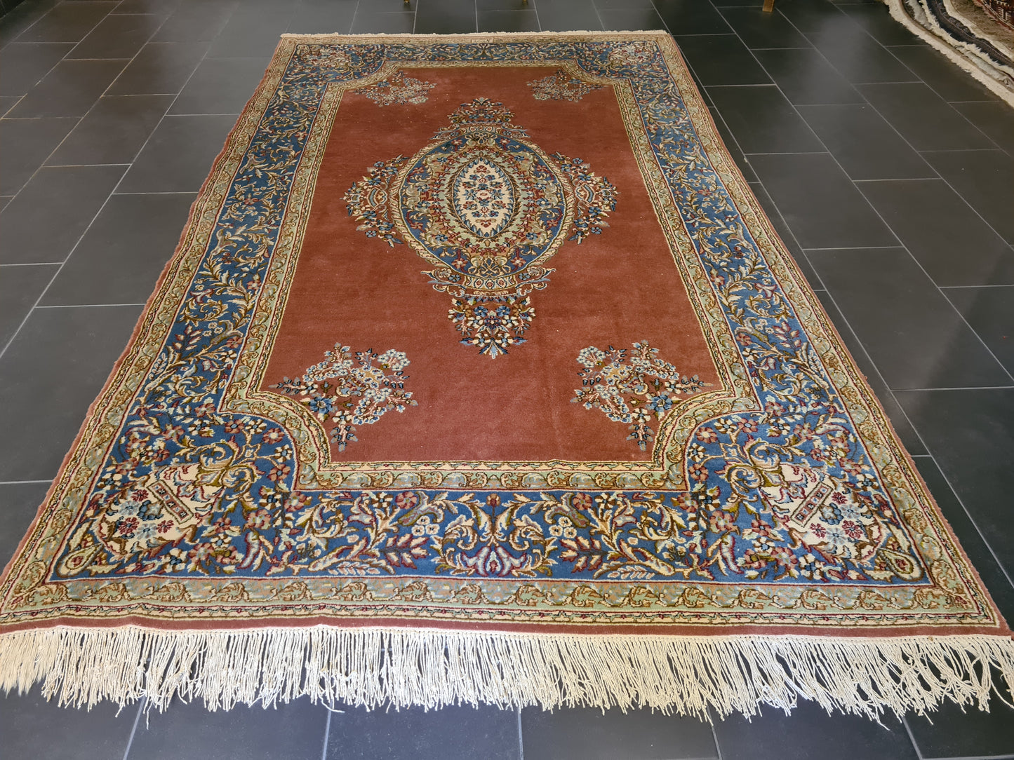 Königlicher Palastteppich Handgeknüpfter Perser Kirman Orientteppich 300x180cm