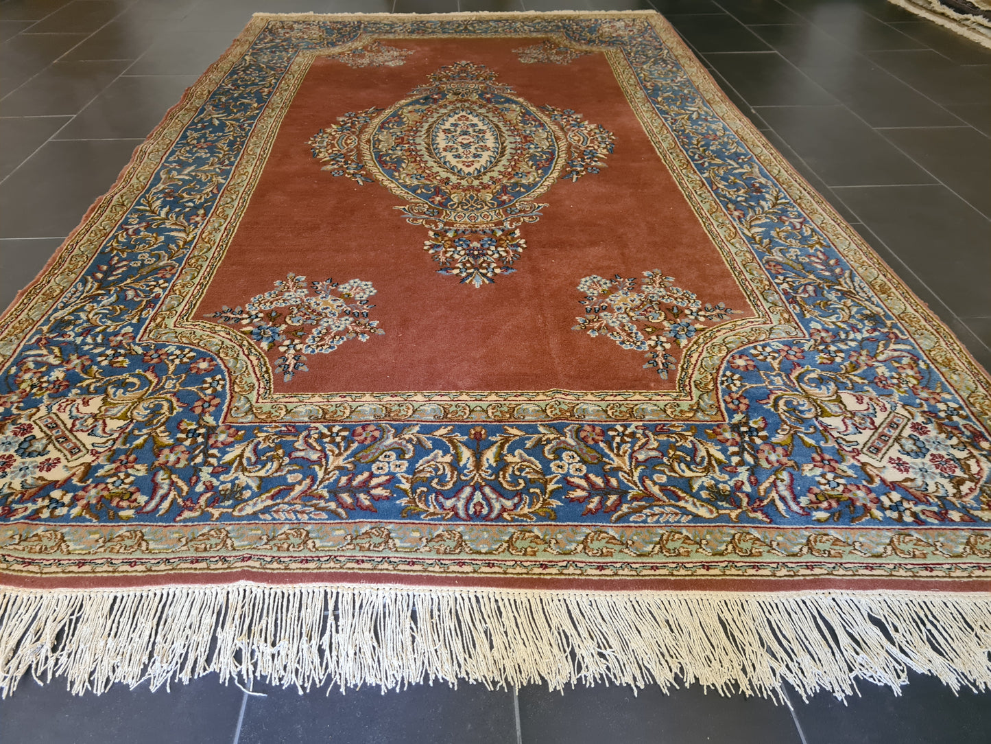 Königlicher Palastteppich Handgeknüpfter Perser Kirman Orientteppich 300x180cm