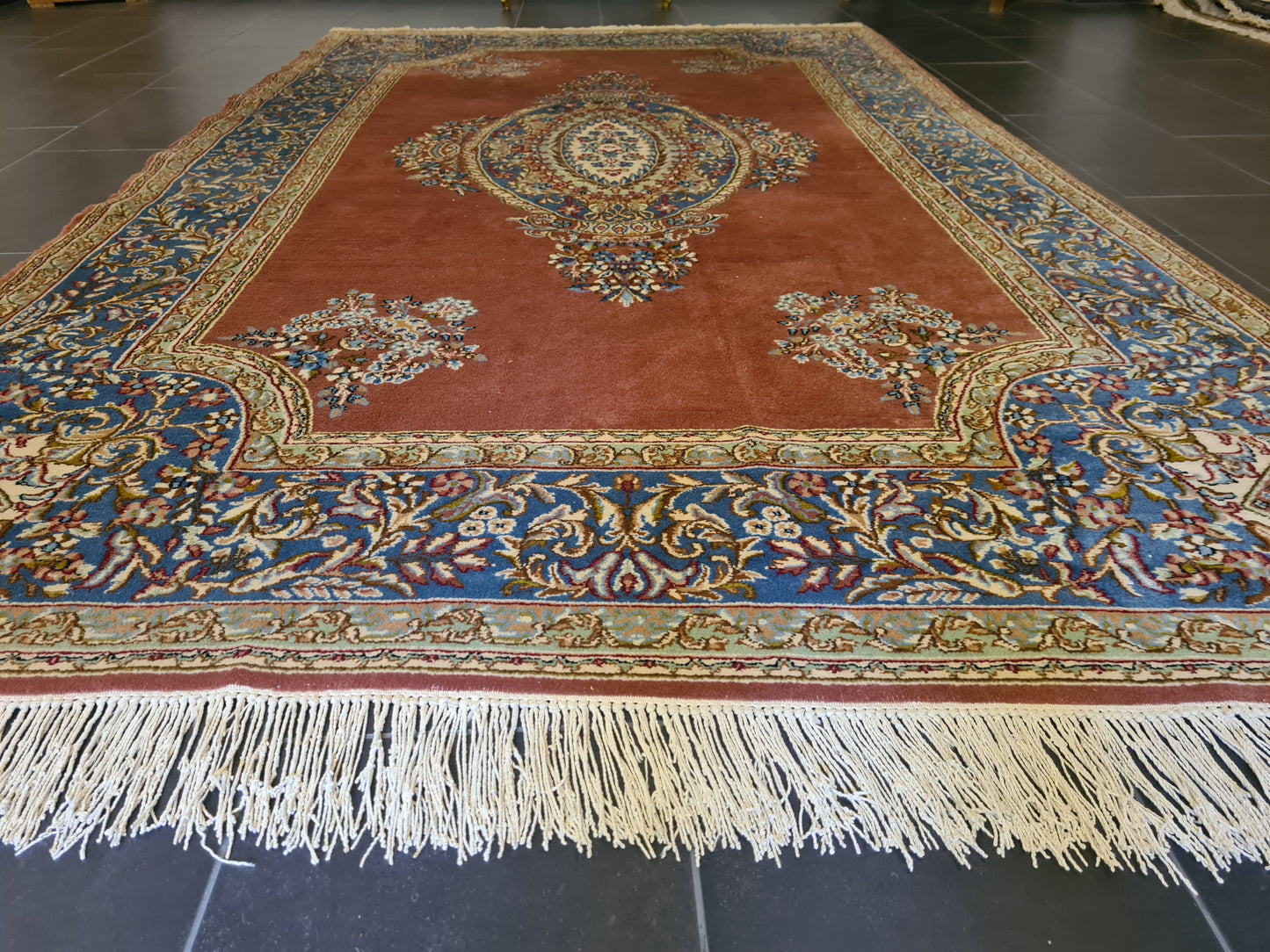 Königlicher Palastteppich Handgeknüpfter Perser Kirman Orientteppich 300x180cm