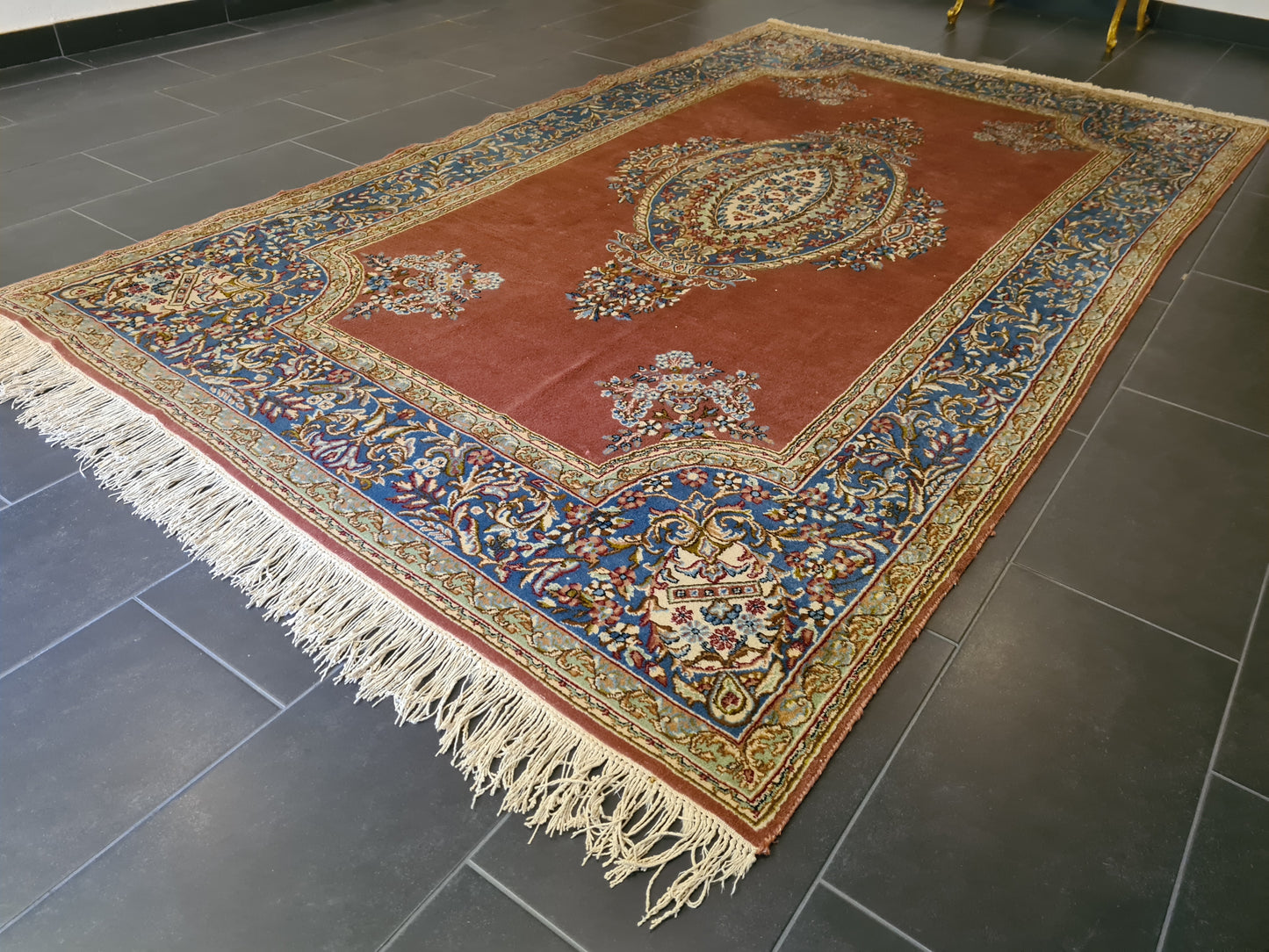 Königlicher Palastteppich Handgeknüpfter Perser Kirman Orientteppich 300x180cm