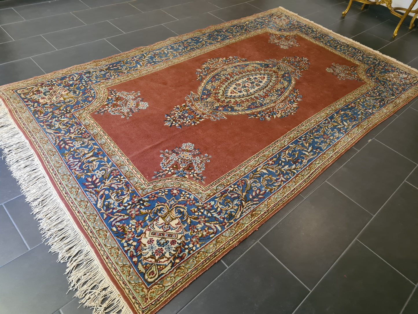 Königlicher Palastteppich Handgeknüpfter Perser Kirman Orientteppich 300x180cm