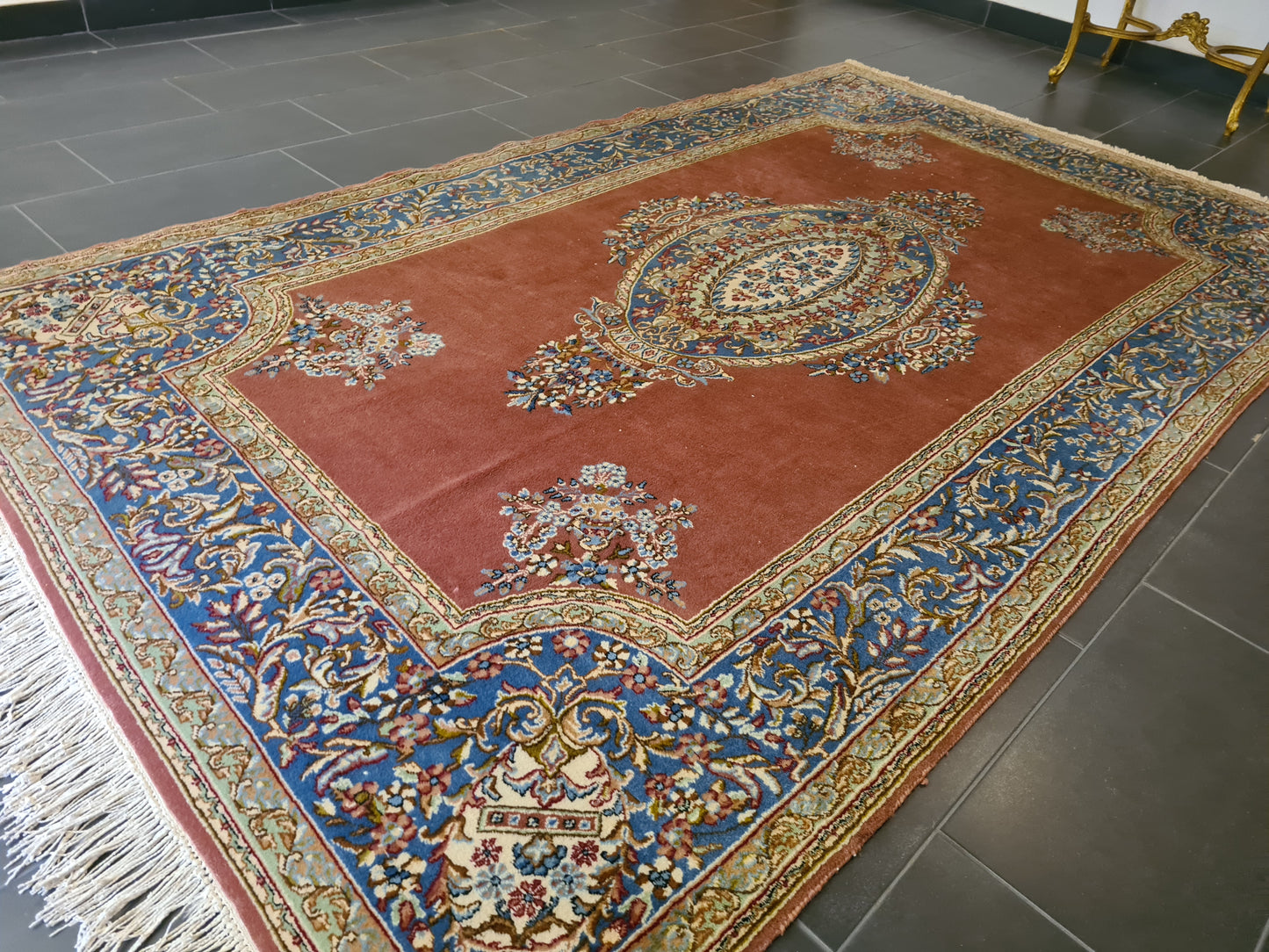 Königlicher Palastteppich Handgeknüpfter Perser Kirman Orientteppich 300x180cm