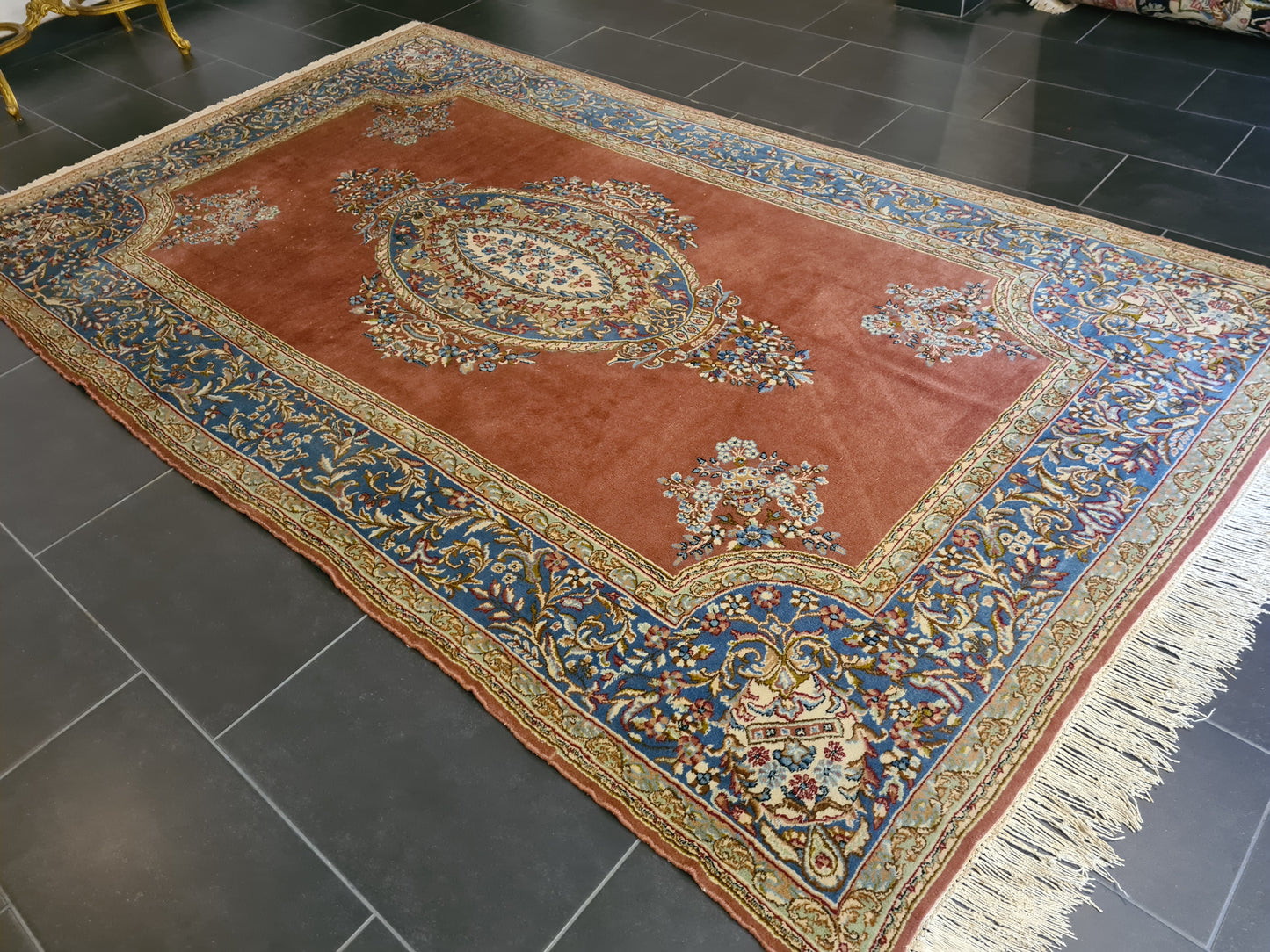 Königlicher Palastteppich Handgeknüpfter Perser Kirman Orientteppich 300x180cm