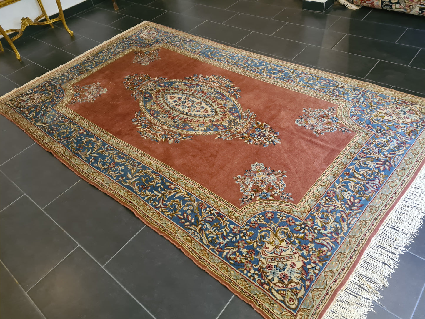 Königlicher Palastteppich Handgeknüpfter Perser Kirman Orientteppich 300x180cm