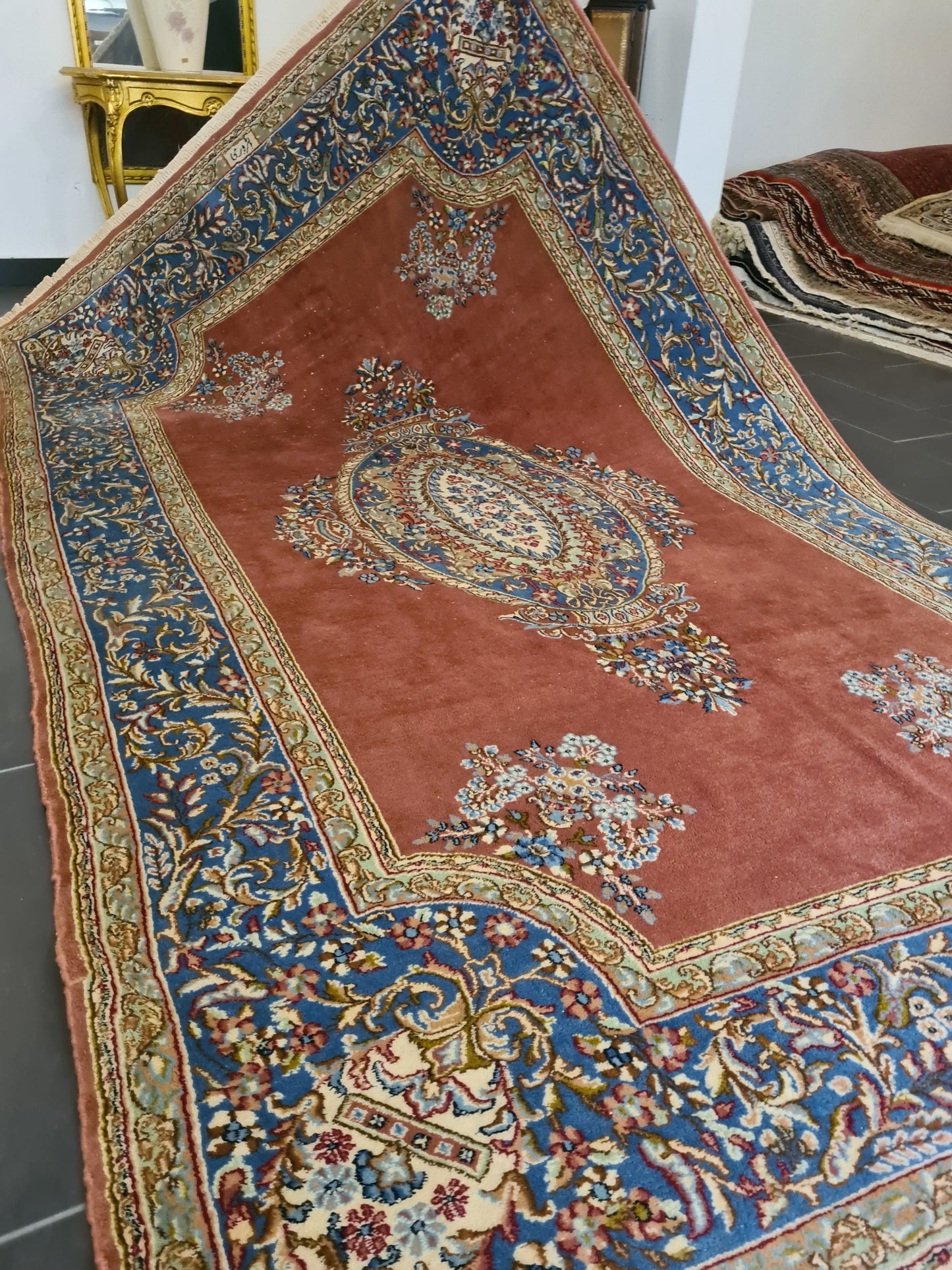 Königlicher Palastteppich Handgeknüpfter Perser Kirman Orientteppich 300x180cm