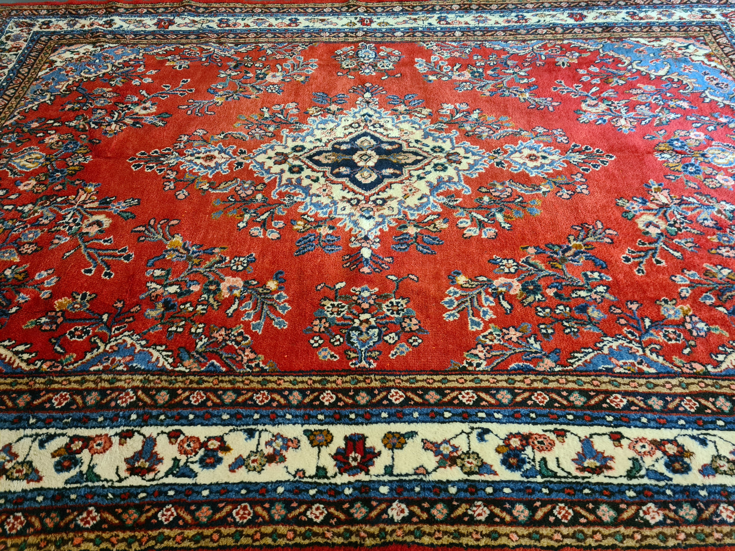 Königlicher Palastteppich Handgeknüpfter Perser Sarough Hamedan Orientteppich 373x264cm