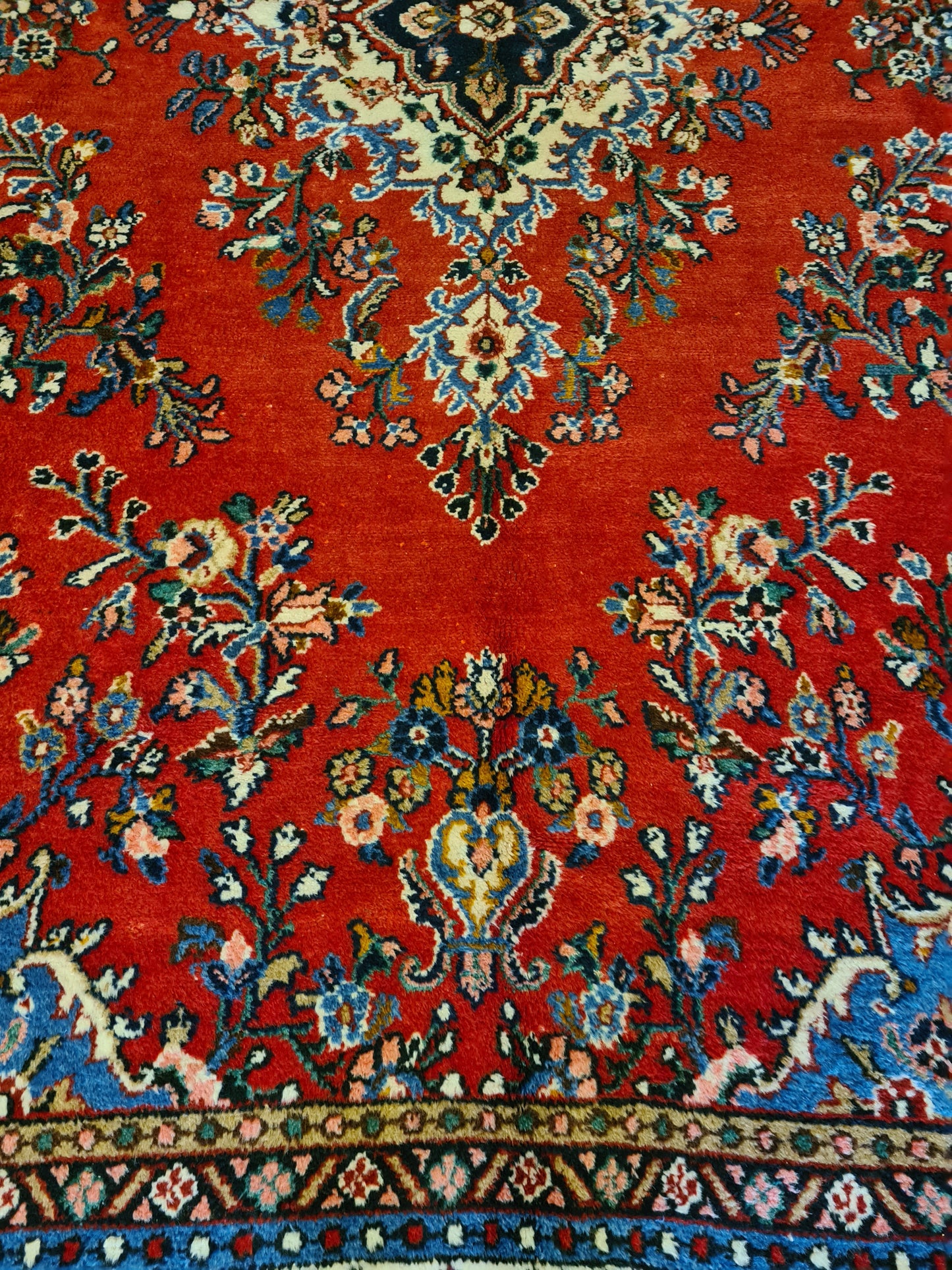 Königlicher Palastteppich Handgeknüpfter Perser Sarough Hamedan Orientteppich 373x264cm