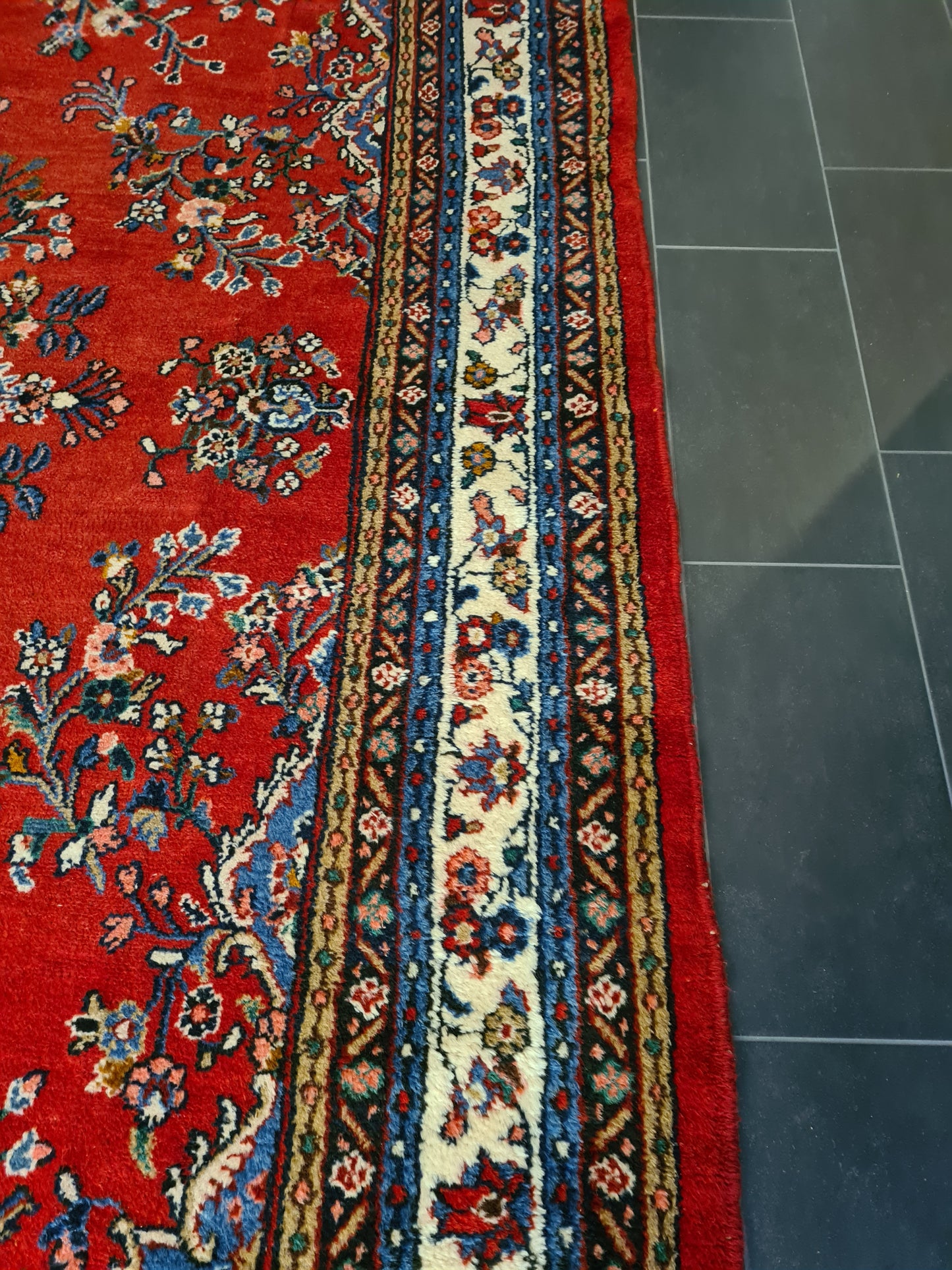 Königlicher Palastteppich Handgeknüpfter Perser Sarough Hamedan Orientteppich 373x264cm