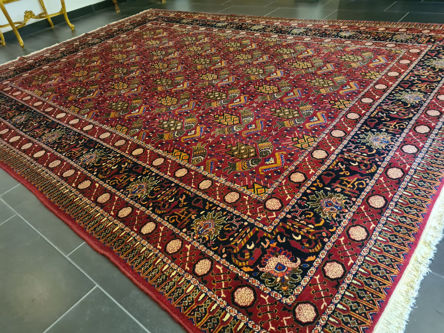 Feiner Königlicher Palastteppich Handgeknüpfter Perser Meshad Orientteppich 344x260cm