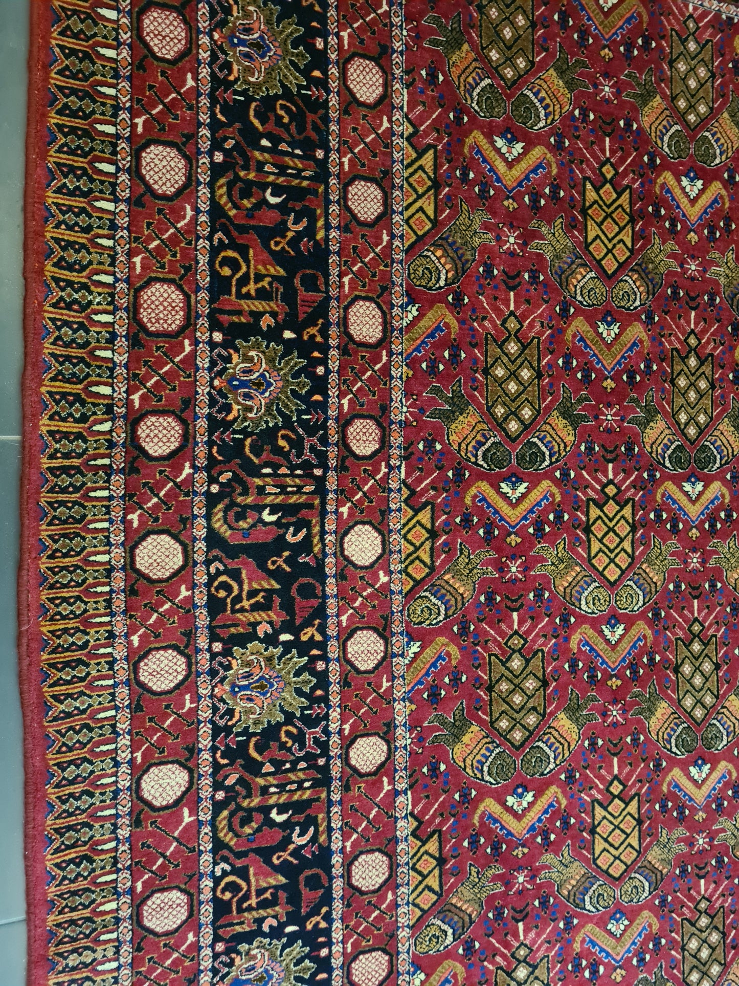 Feiner Königlicher Palastteppich Handgeknüpfter Perser Meshad Orientteppich 344x260cm