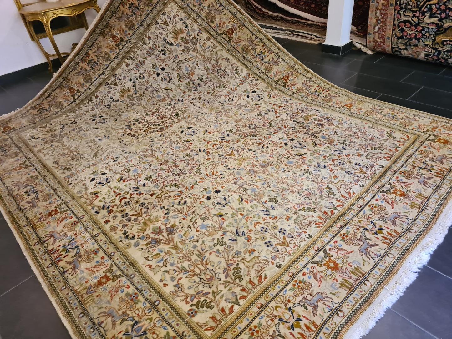 Dekorativer Königlicher Palastteppich Handgeknüpfter Perser Täbris Tabatabai Orientteppich 340x262cm