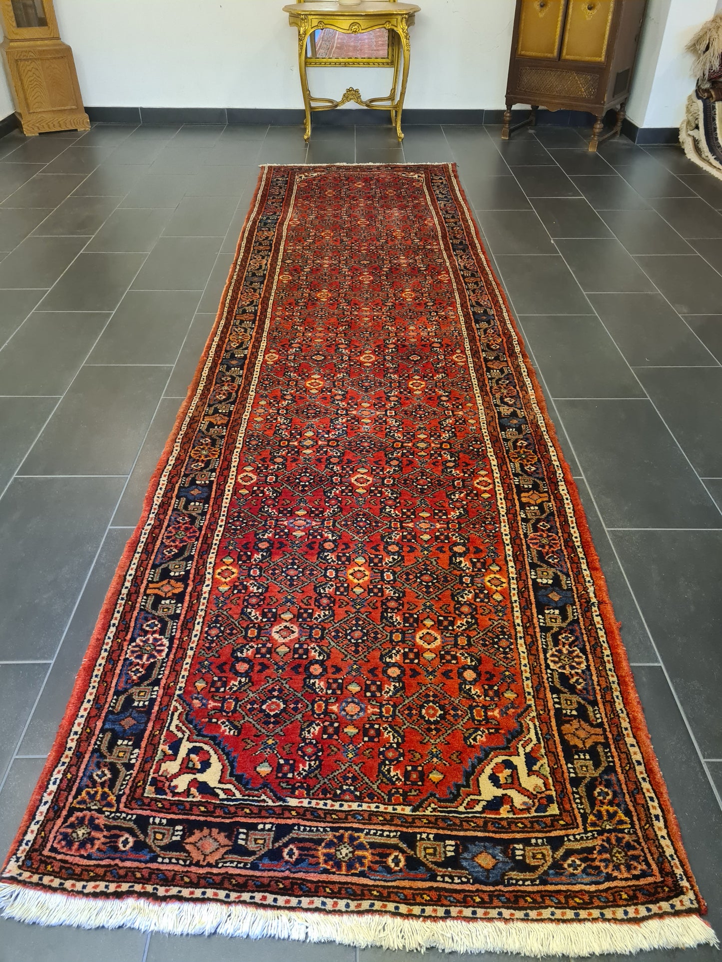 Antiker Handgeknüpfter Malaya Perser Palastteppich Eleganz aus dem Orient 410x110cm