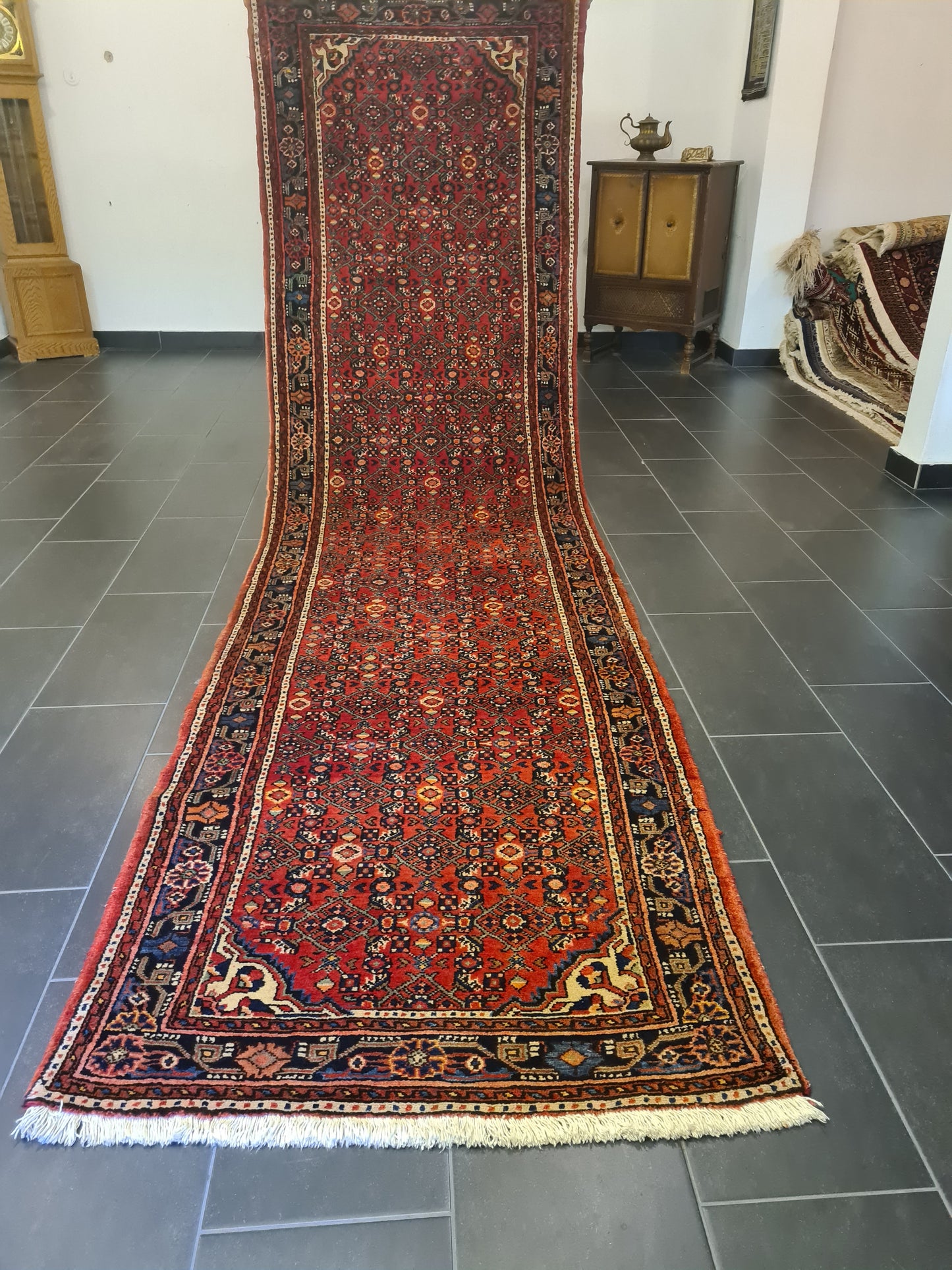 Antiker Handgeknüpfter Malaya Perser Palastteppich Eleganz aus dem Orient 410x110cm