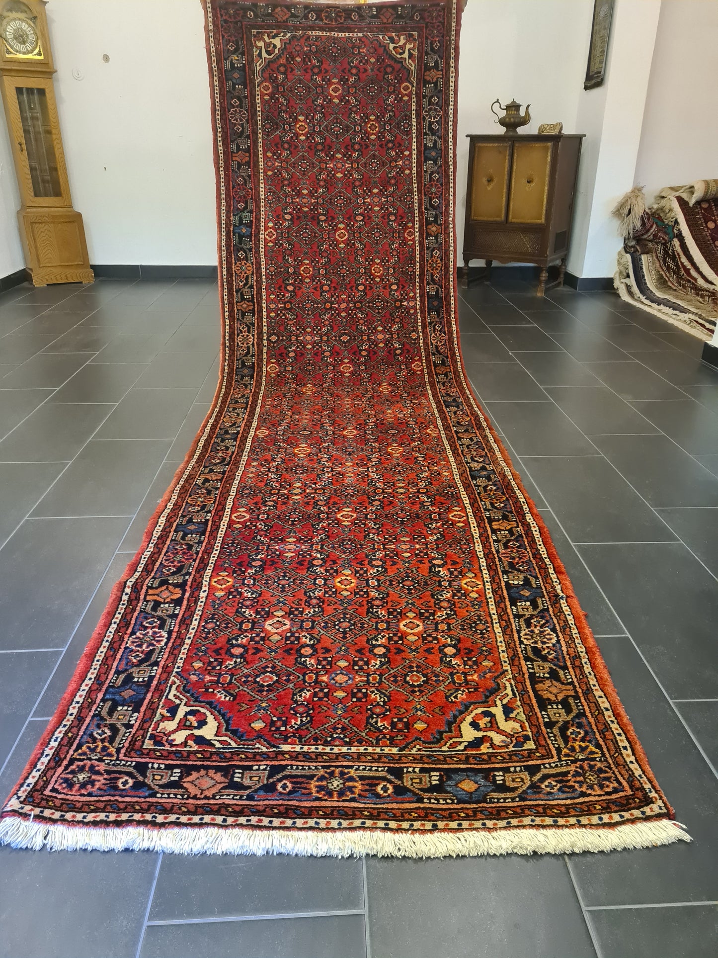 Antiker Handgeknüpfter Malaya Perser Palastteppich Eleganz aus dem Orient 410x110cm