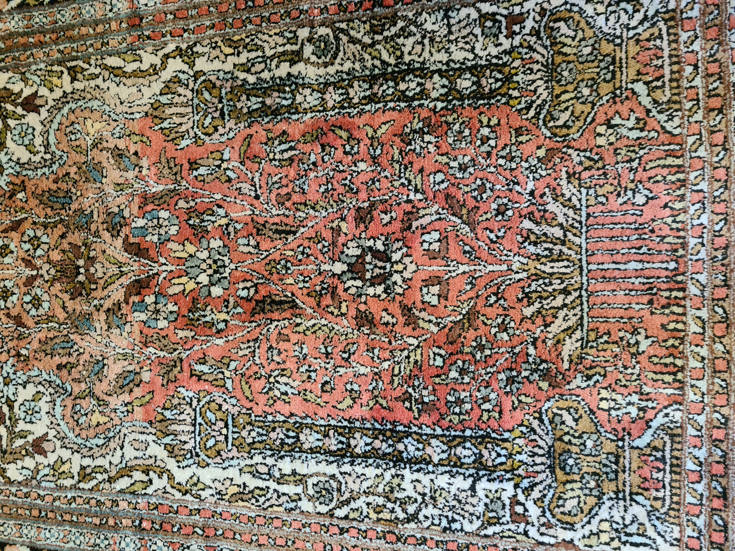Hochwertiger Seidenteppich Kashmir Handgeknüpfter Orientteppich Lebensbaum 160x92cm