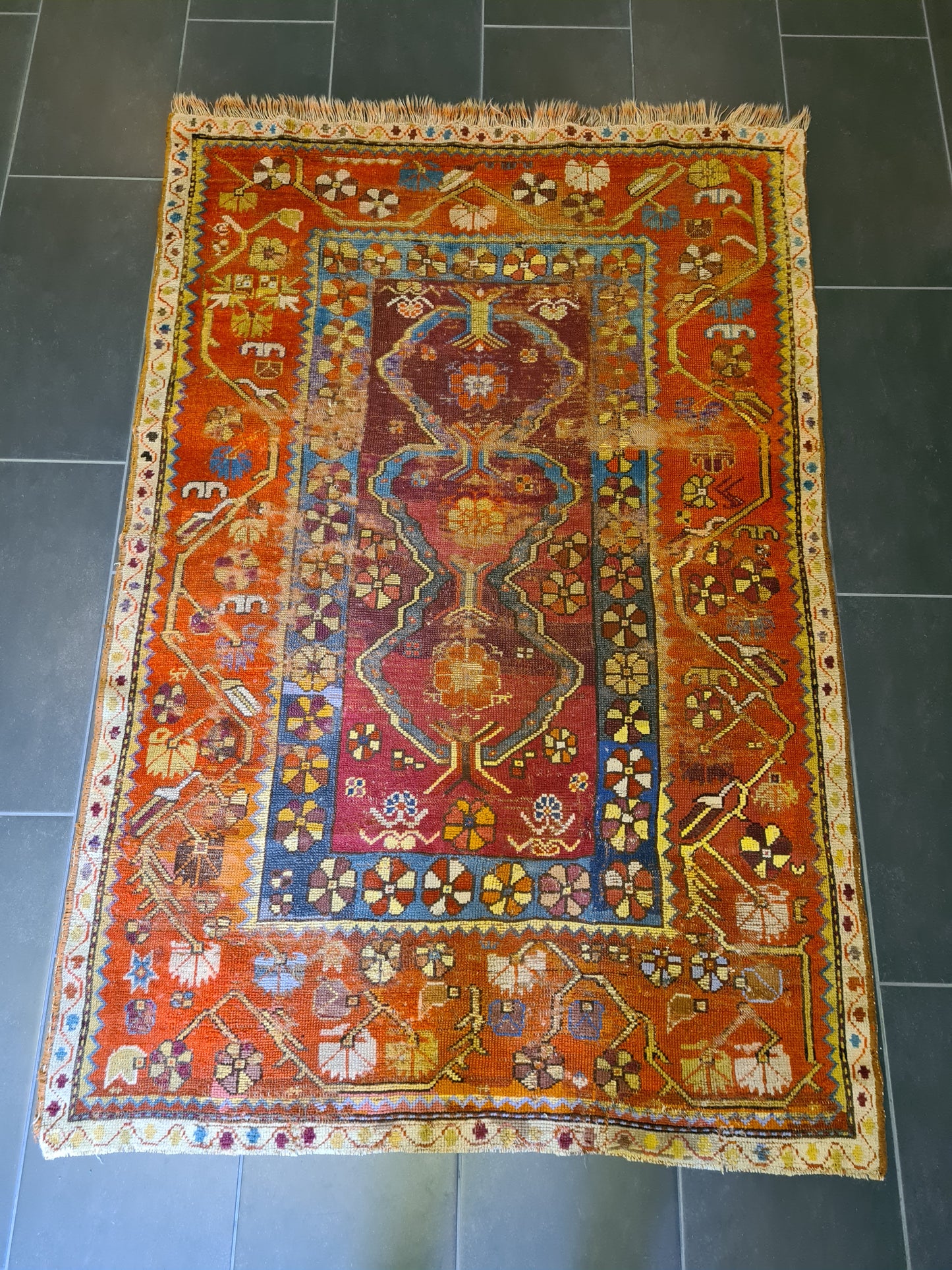 Antiker Handgeknüpfter Anatolischer Orientteppich Seltenes Sammlerstück 180x120cm