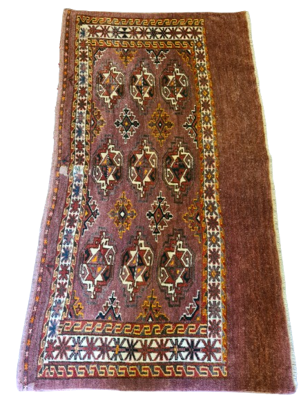 Antiker Handgeknüpfter Turkmen Orientteppich Seltenes Sammlerstück 125x72cm