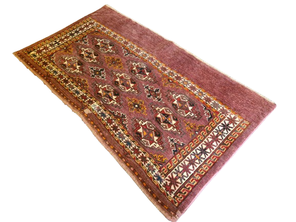 Antiker Handgeknüpfter Turkmen Orientteppich Seltenes Sammlerstück 125x72cm