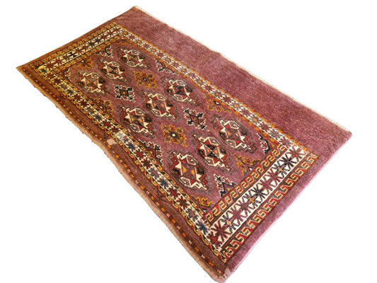 Antiker Handgeknüpfter Turkmen Orientteppich Seltenes Sammlerstück 125x72cm