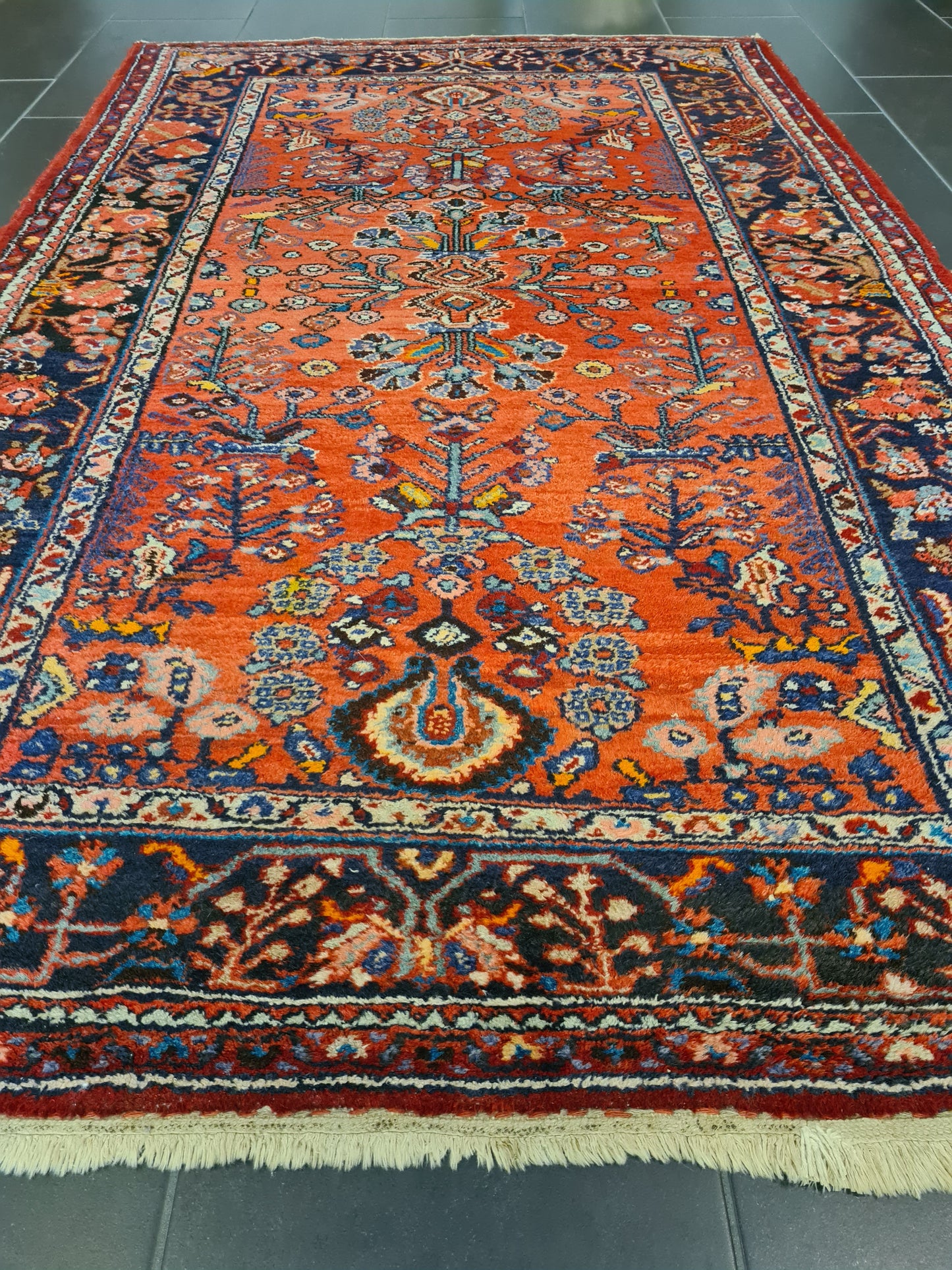 Antiker Feiner Perser Teppich Handgeknüpfter Sarough Hamedan Orientteppich 210x126cm