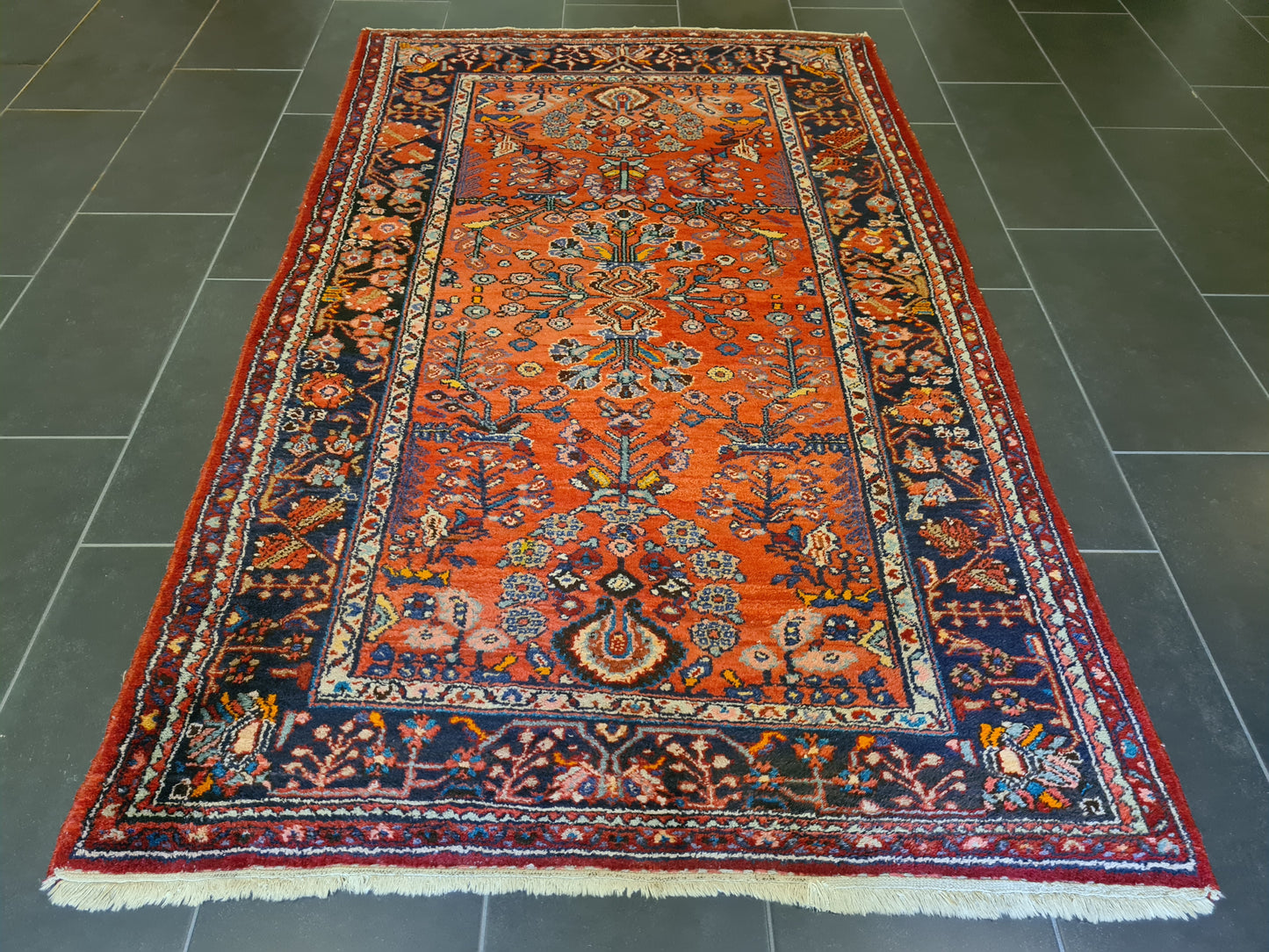 Antiker Feiner Perser Teppich Handgeknüpfter Sarough Hamedan Orientteppich 210x126cm