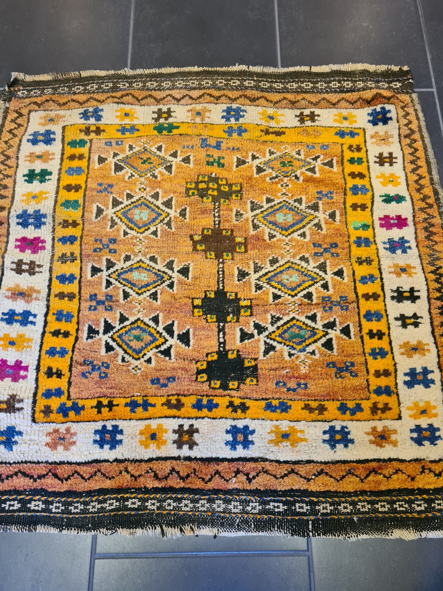 Antiker Handgeknüpfter Perser Shiraz Orientteppich Meisterwerk 84x84cm