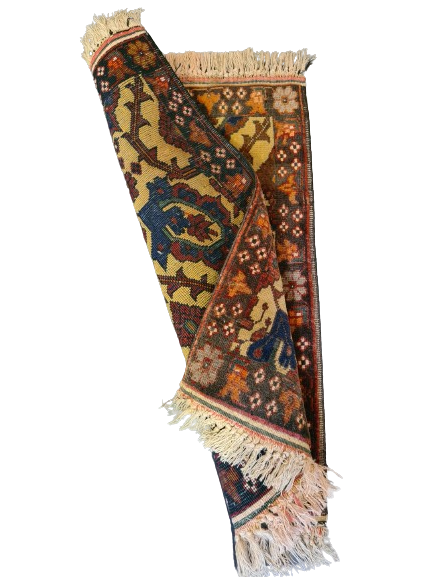 Feiner Antiker Perser Teppich – Handgeknüpfter Heris Art Deco Orientteppich 62x44cm