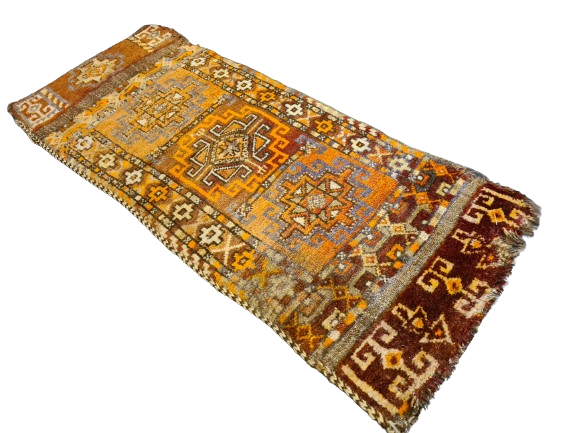 Antiker Handgeknüpfter Turkman Orientteppich 100 Jahre alte Kunstfertigkeit 110x47cm