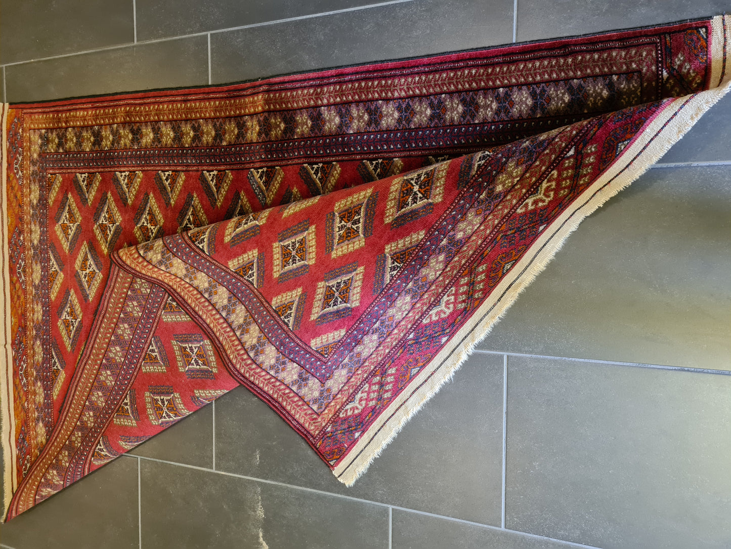 Antiker Handgeknüpfter Turkmen Jomut Orientteppich Sammlerstück 156x103cm