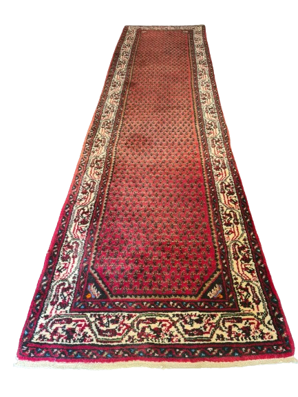 Antiker Feiner Handgeknüpfter Sarough Hamedan Perserteppich Läufer 320x84cm