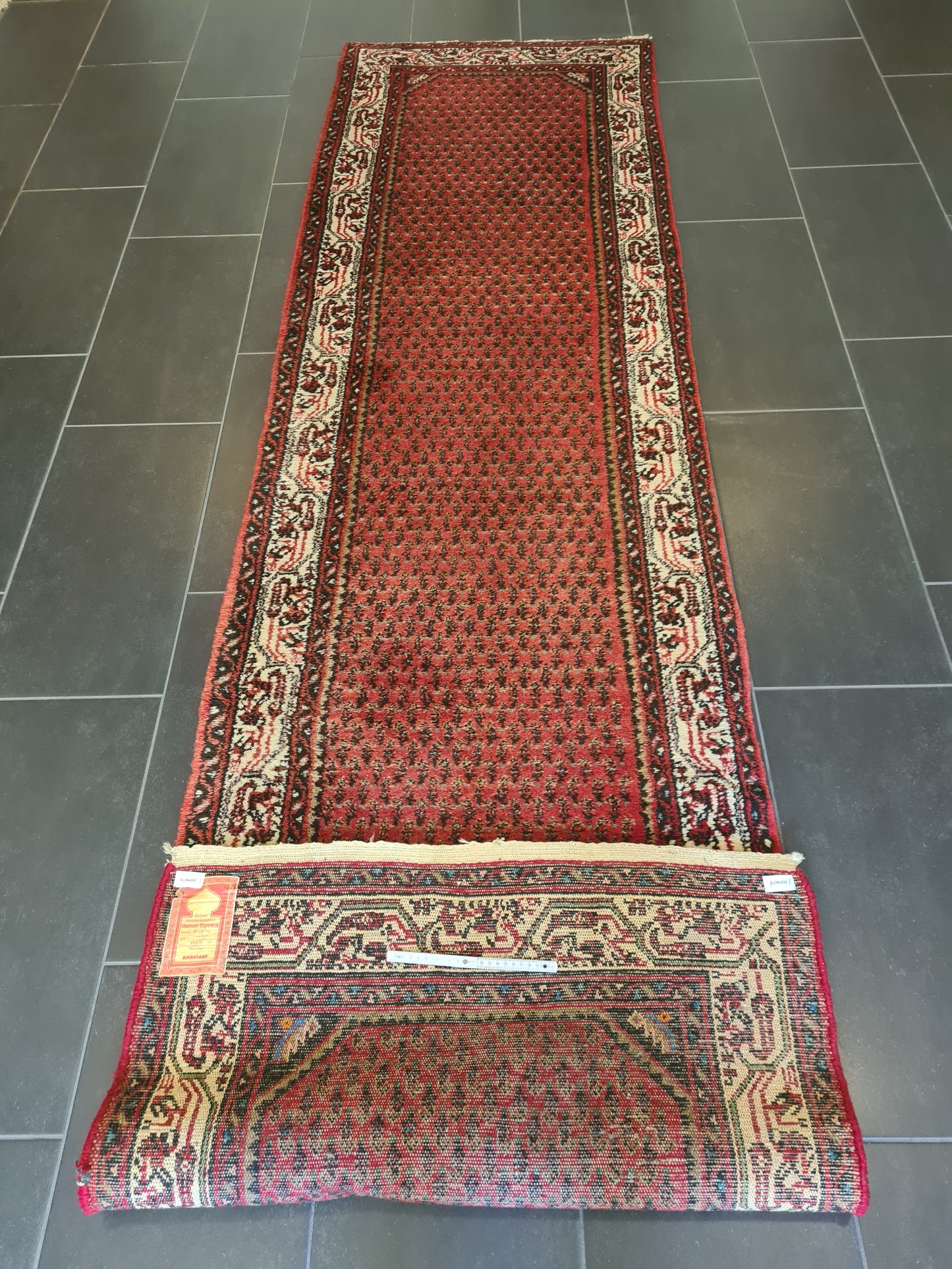 Antiker Feiner Handgeknüpfter Sarough Hamedan Perserteppich Läufer 320x84cm