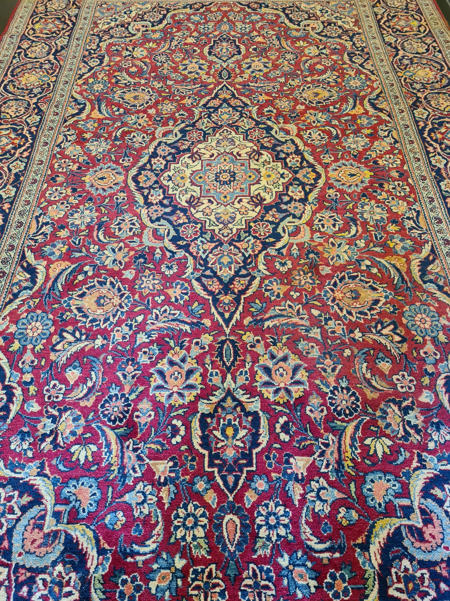 Antiker Feiner Handgeknüpfter Keshan Perser Teppich Sammlerstück 226x132cm