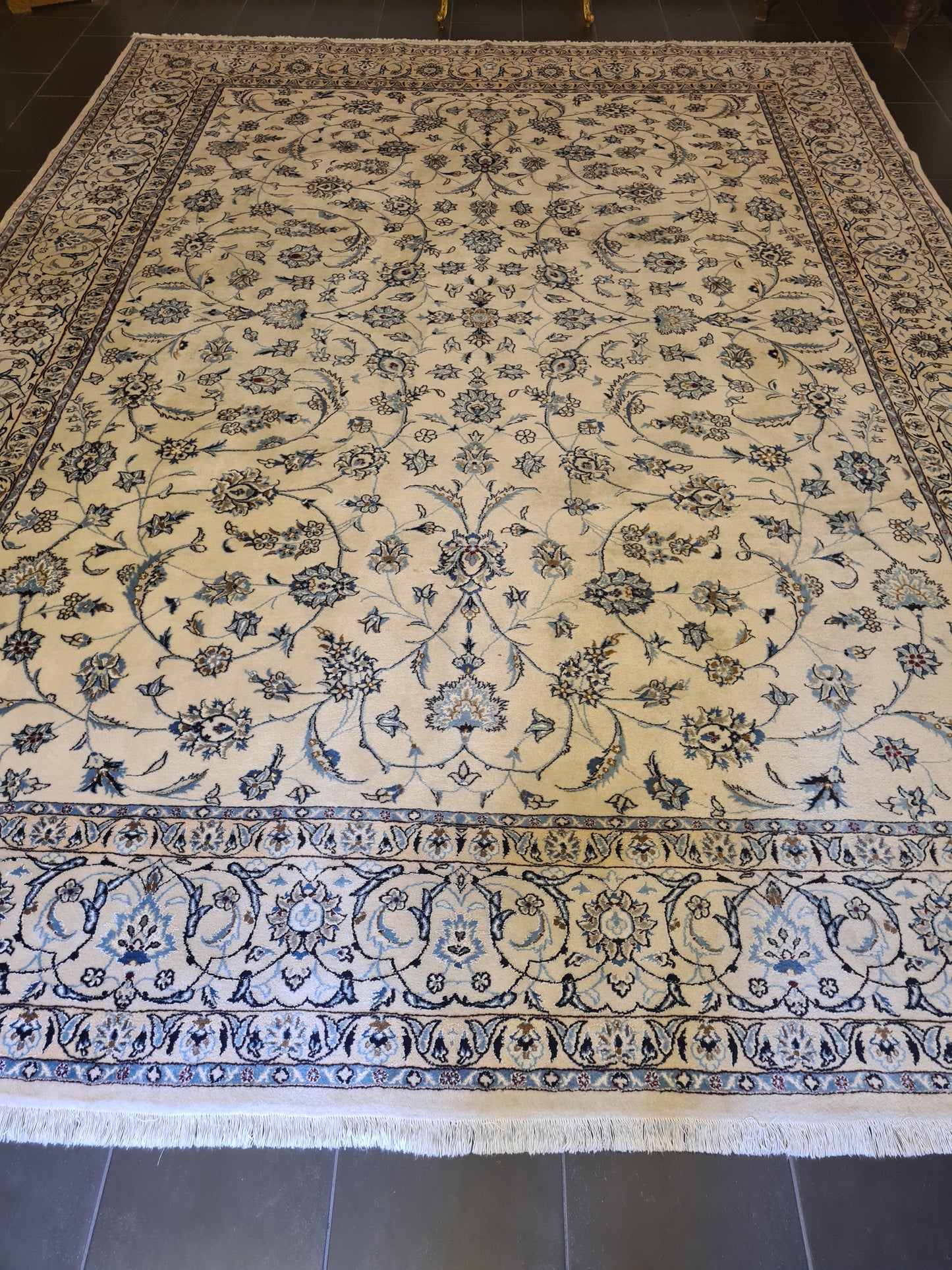 Seltener Prachtvoller Palast Perser Teppich Handgeknüpfter 9LA Nain 398x291cm