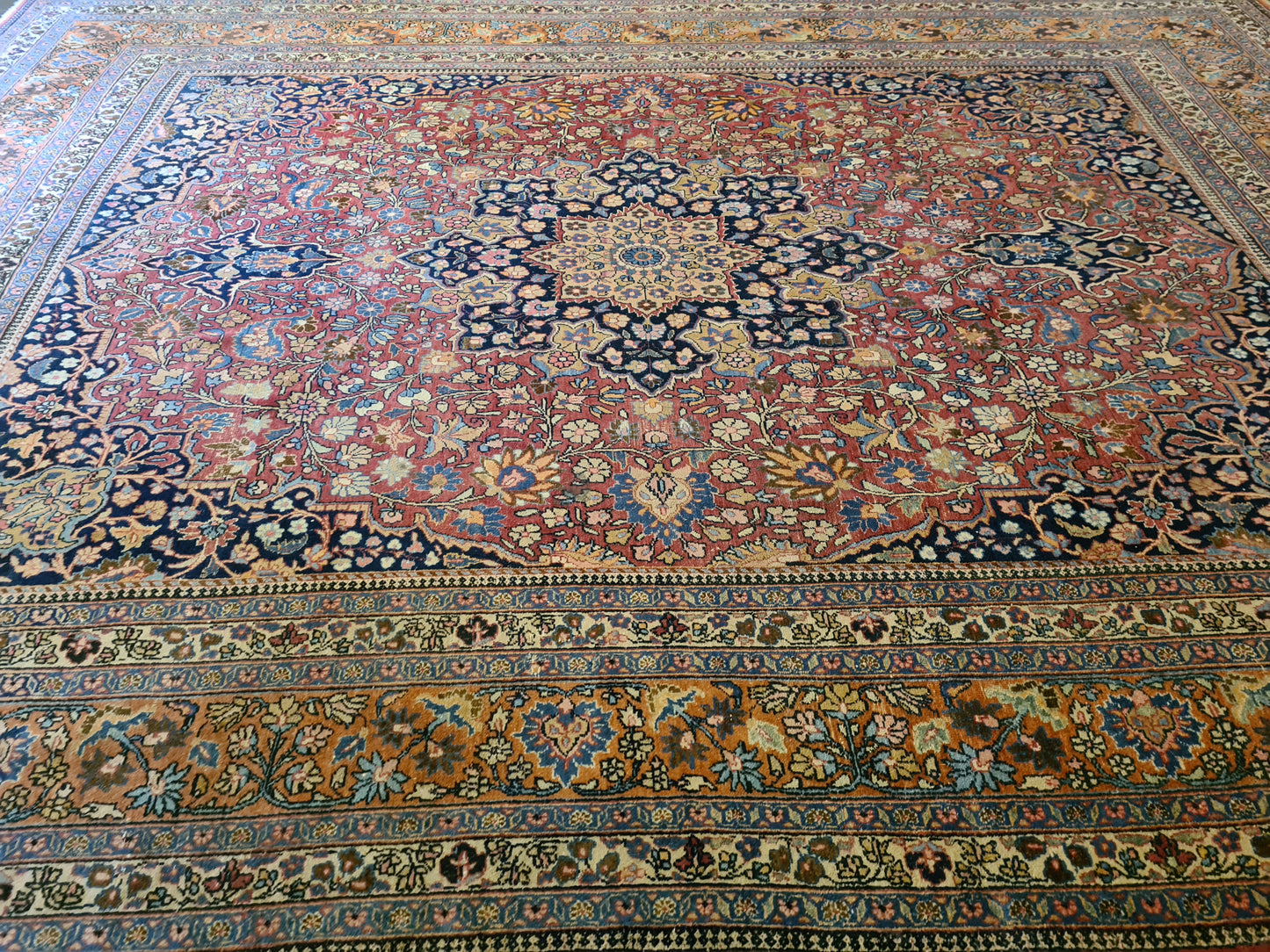 Antiker Königlicher Palastteppich – Handgeknüpfter Perser Meshad Orientteppich 415x311cm